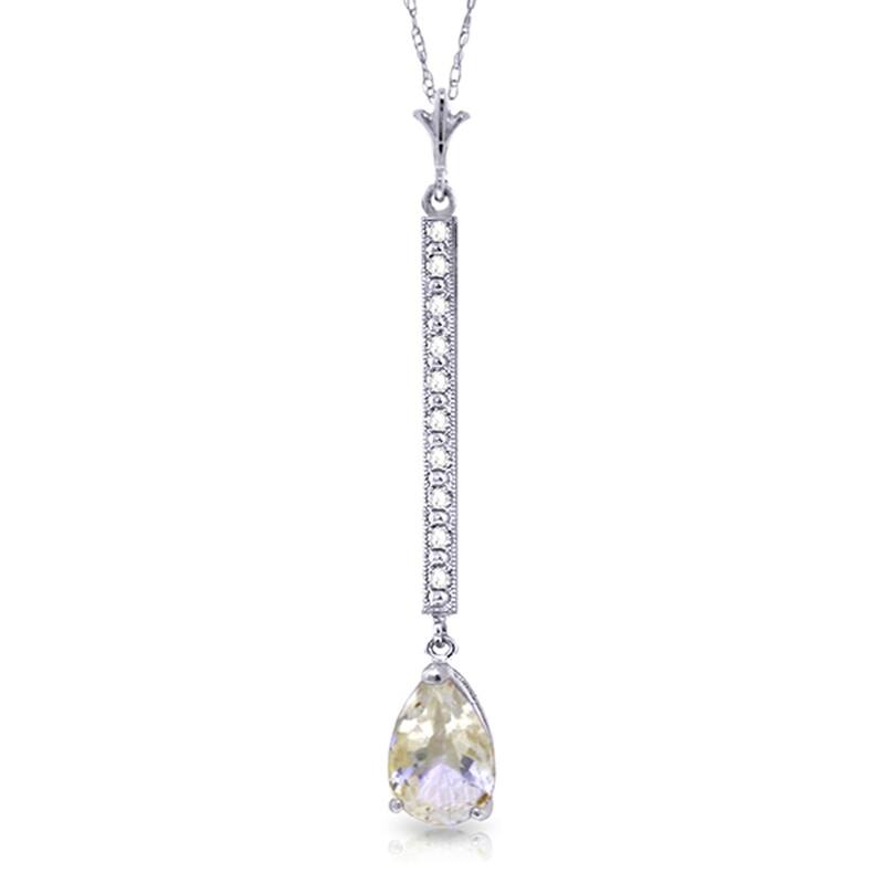 1.8 Carat 14K White Gold Necklace Diamond White Topaz