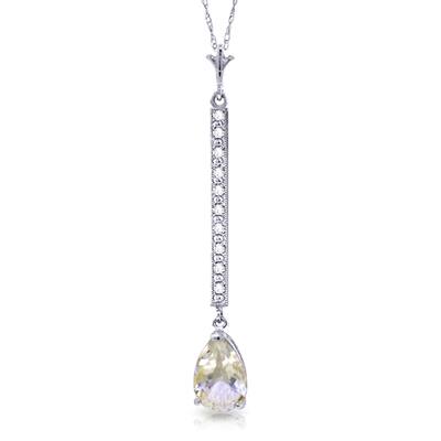 1.8 Carat 14K White Gold Necklace Diamond White Topaz