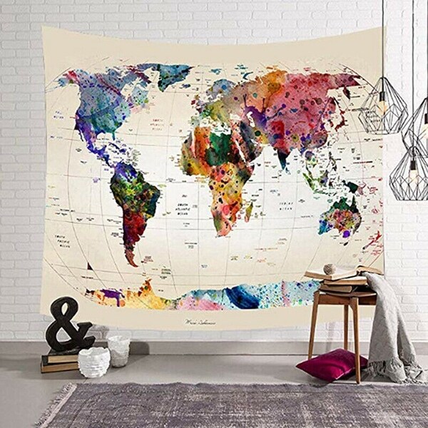 Shop Colored World Map Tapestry 59" x 51" - Free Shipping ...