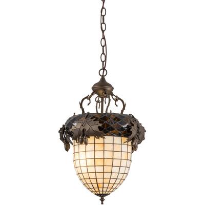 14"W Greenbriar Oak Inverted Pendant