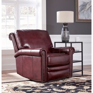 Port Burgundy Red Top Grain Leather Power Reclining Chair - Bed Bath ...