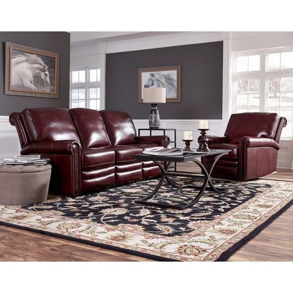 burgundy leather sofa and chair