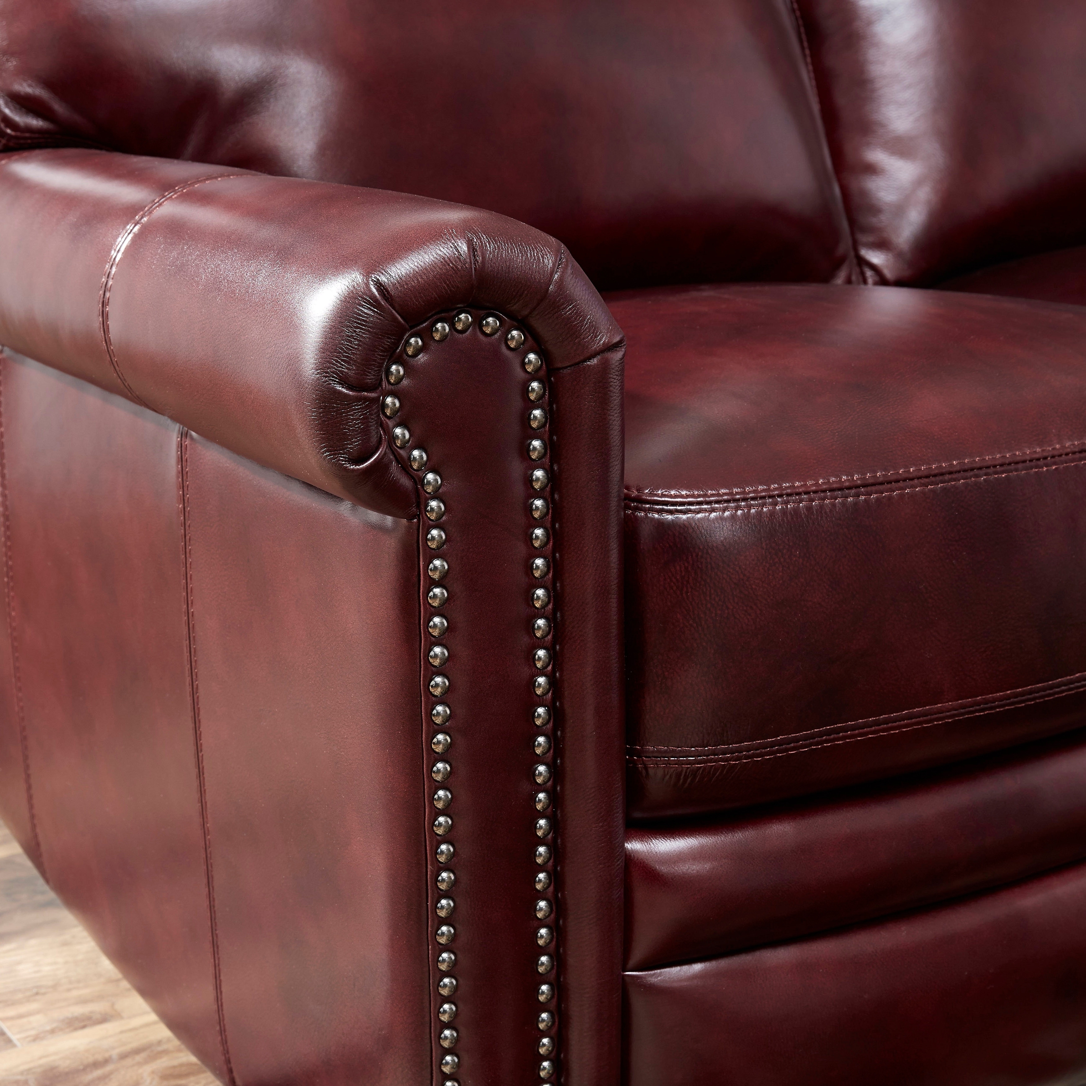 burgundy leather sofa and chair