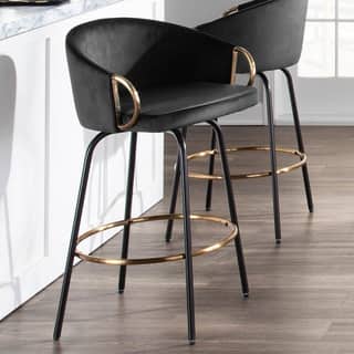 Claire Contemporary-Glam Velvet Counter Stool (Set of 2) - N/A