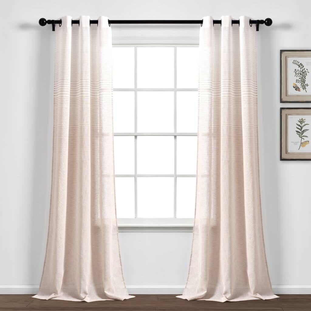 Lush Decor Ombre Stripe Grommet Sheer Window Curtain Panel Pair - 84" x 38" - 84" x 38"