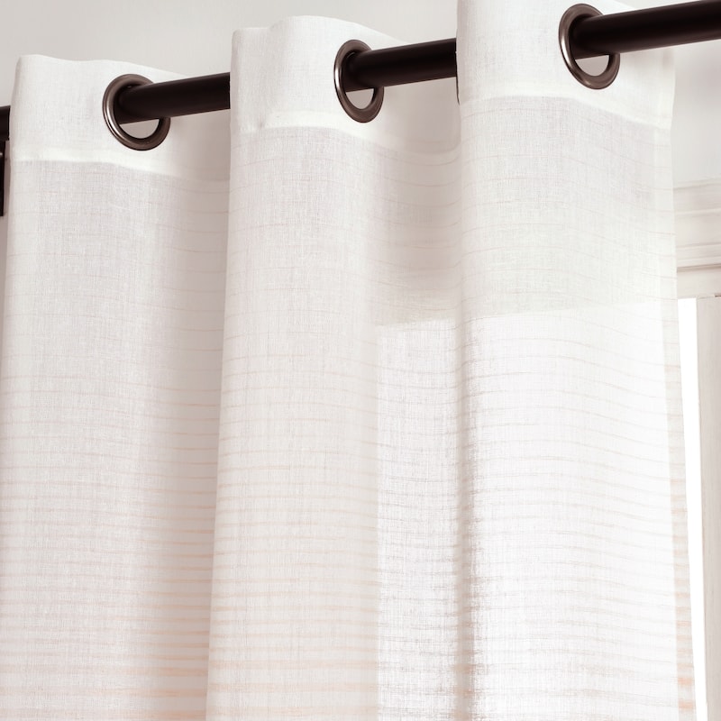 Lush Decor Ombre Stripe Grommet Sheer Window Curtain Panel Pair - 84" x 38" - 84" x 38"