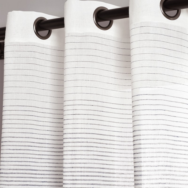 Lush Decor Ombre Stripe Grommet Sheer Window Curtain Panel Pair - 84" x 38" - 84" x 38"