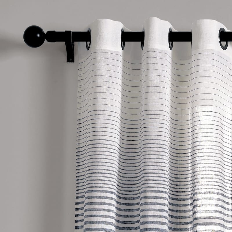 Lush Decor Ombre Stripe Grommet Sheer Window Curtain Panel Pair - 84" x 38" - 84" x 38"