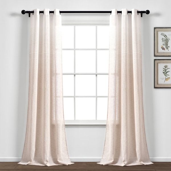 Lush Decor Ombre Stripe Grommet Sheer Window Curtain Panel Pair