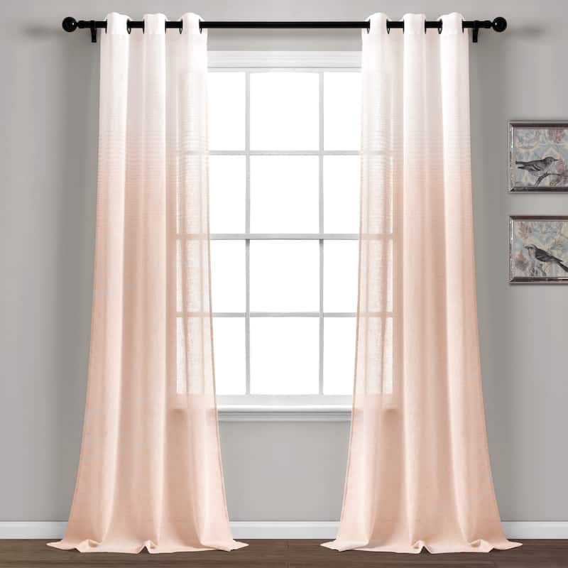 Lush Decor Ombre Stripe Grommet Sheer Window Curtain Panel Pair - 84" x 38" - 84" x 38"