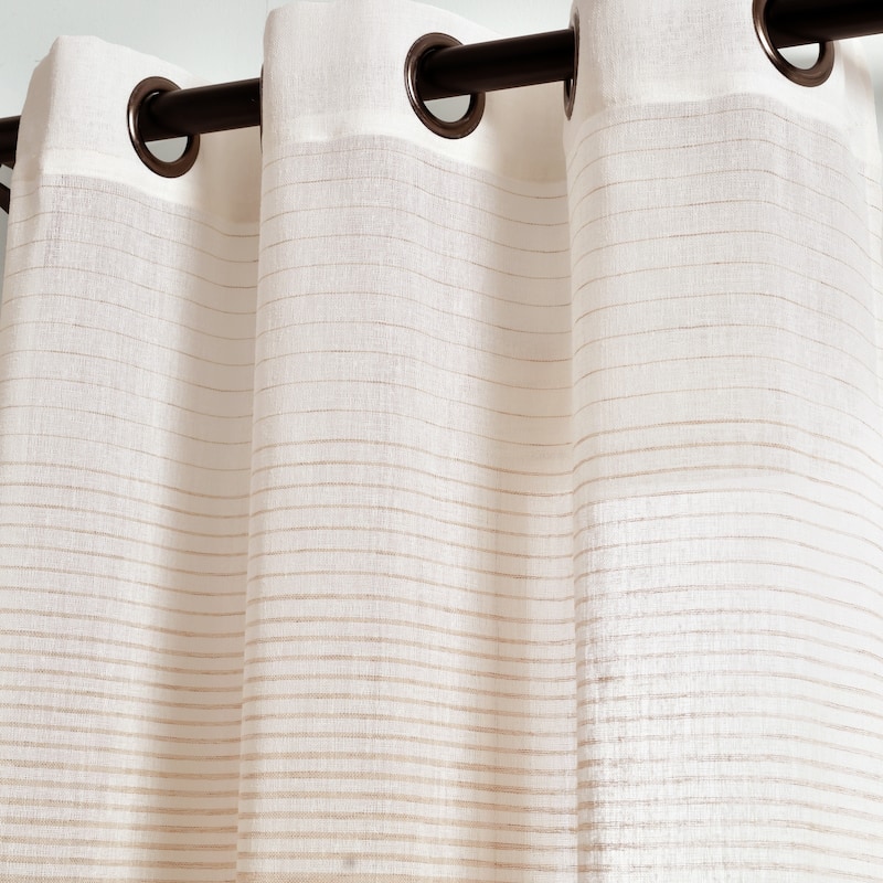 Lush Decor Ombre Stripe Grommet Sheer Window Curtain Panel Pair - 84" x 38" - 84" x 38"