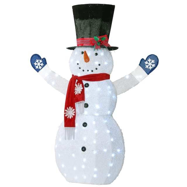 72" Snowman Decoration with White LED Lights
