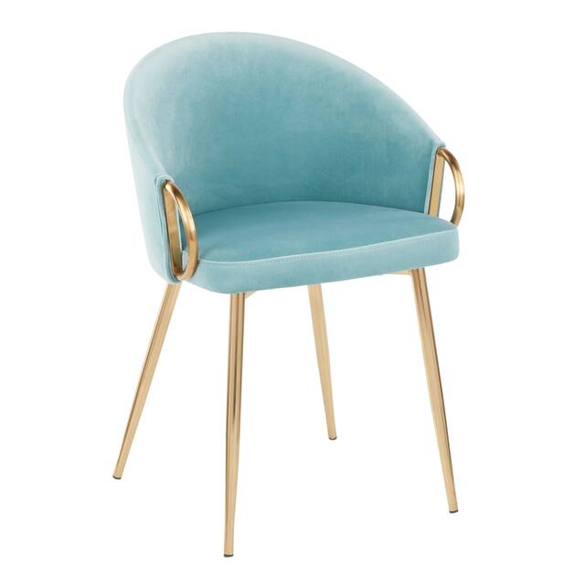 Silver Orchid Battista Glam Gold Upholstered Chair - N/A - Light Blue Velvet