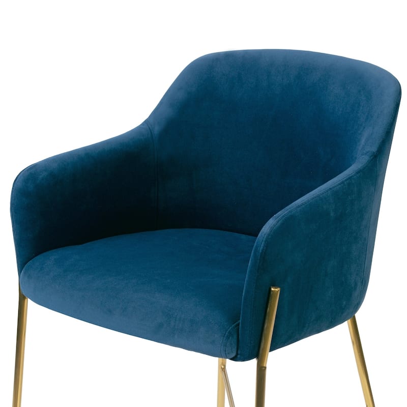 Silver Orchid Condon Blue Velvet Arm Dining Chair - N/A