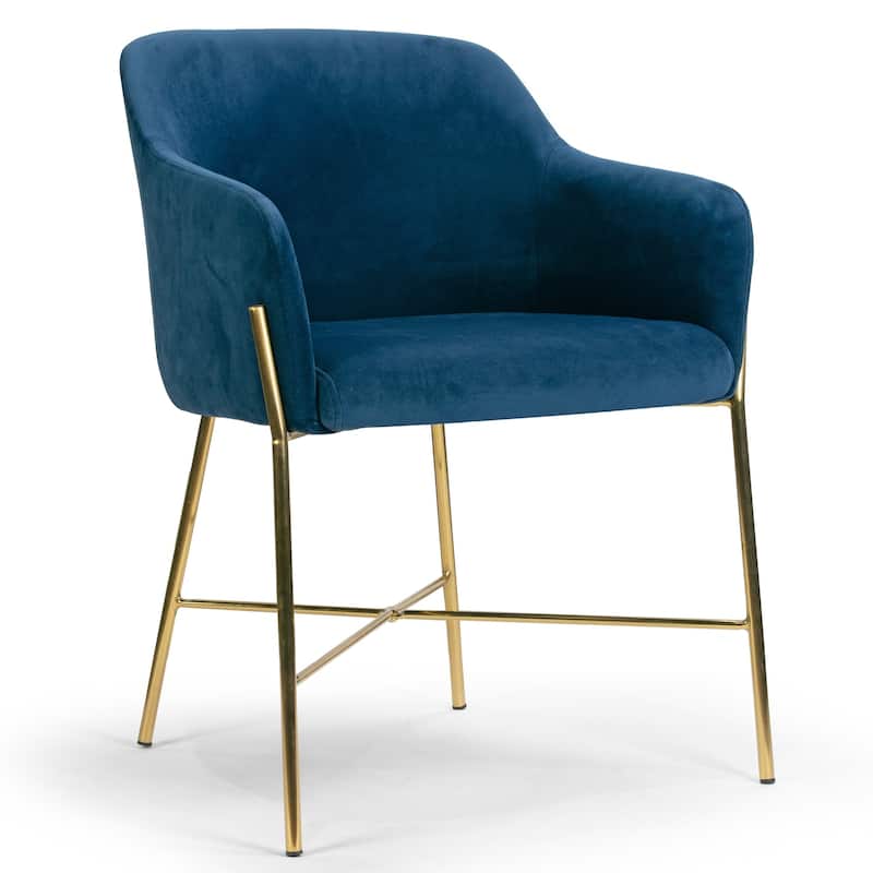 Silver Orchid Condon Blue Velvet Arm Dining Chair - N/A