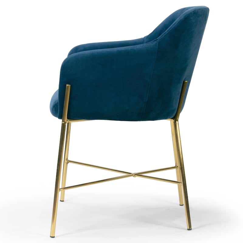 Silver Orchid Condon Blue Velvet Arm Dining Chair - N/A