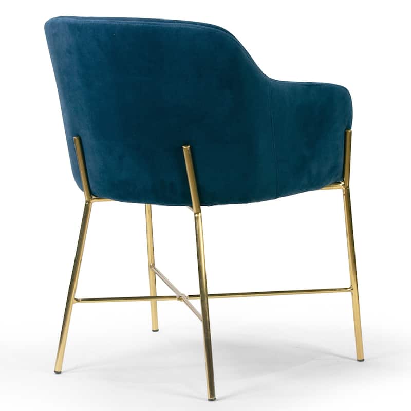 Silver Orchid Condon Blue Velvet Arm Dining Chair - N/A