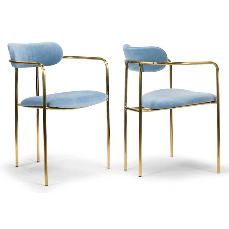 Set of 2 Anaya Light Blue Velvet Dining Chair - N/A