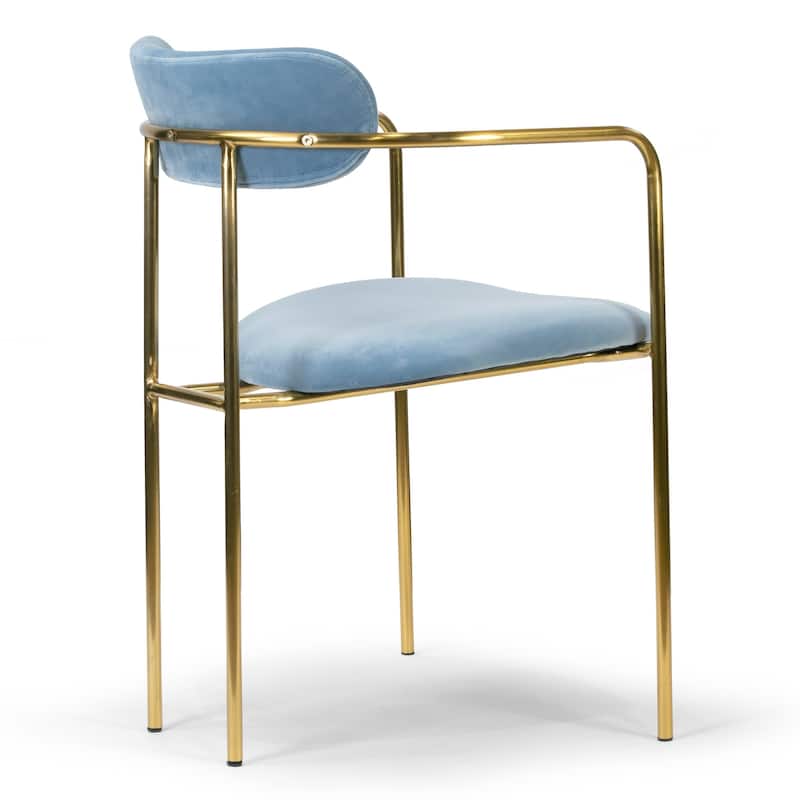Set of 2 Anaya Light Blue Velvet Dining Chair - N/A