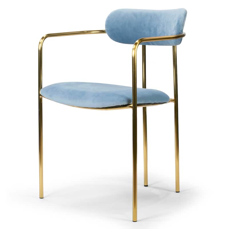 Set of 2 Anaya Light Blue Velvet Dining Chair - N/A