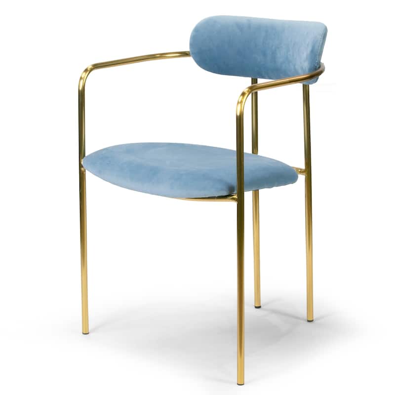 Set of 2 Anaya Light Blue Velvet Dining Chair - N/A