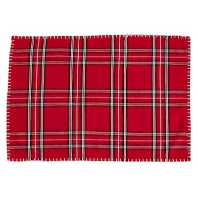 Plaid Whipstitch Cotton Placemats (Set of 4)