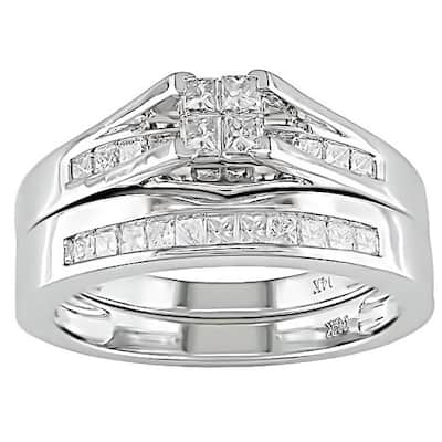 Miadora 14k White Gold 1/2ct TDW Diamond Bridal Ring Set