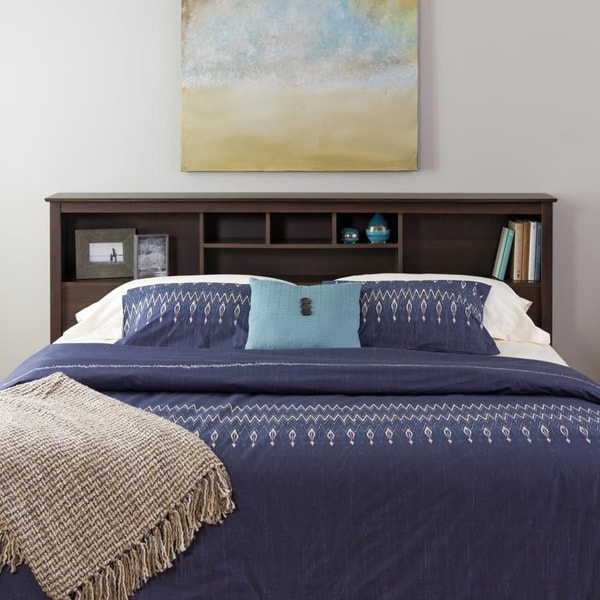 Everett Espresso King Bookcase Headboard - Free Shipping 