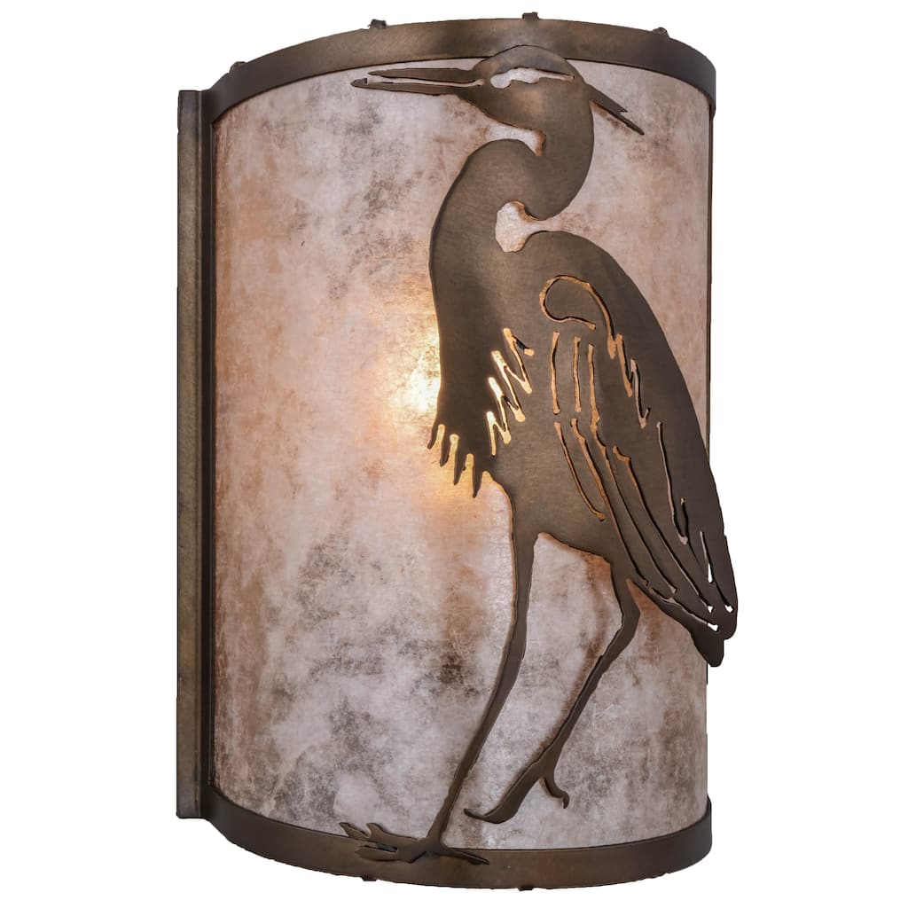 8" Wide Heron Left Wall Sconce