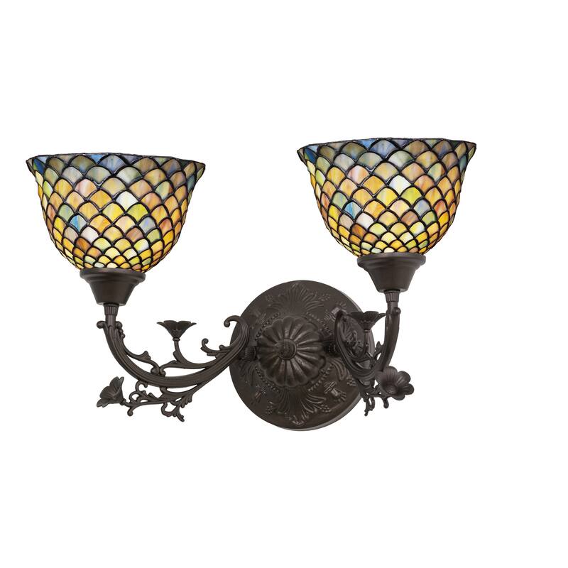 21"W Tiffany Fishscale 2 LT Wall Sconce
