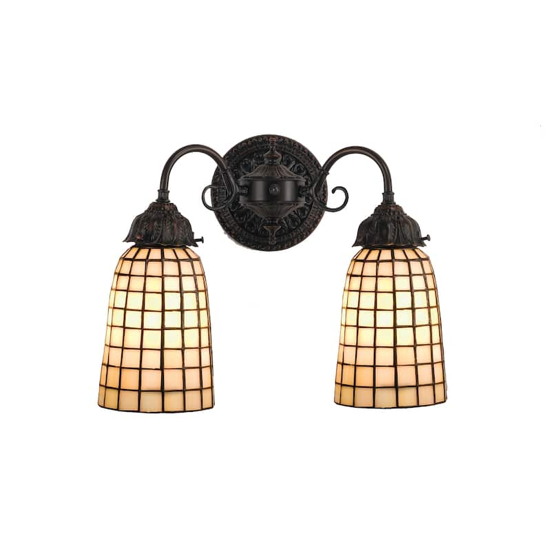 14.5"W Geometric Beige 2 LT Wall Sconce
