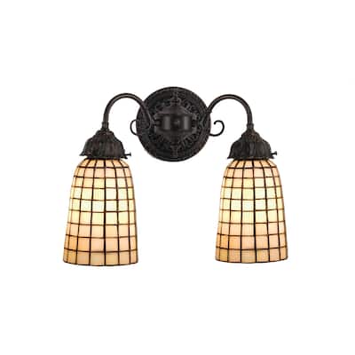14.5"W Geometric Beige 2 LT Wall Sconce
