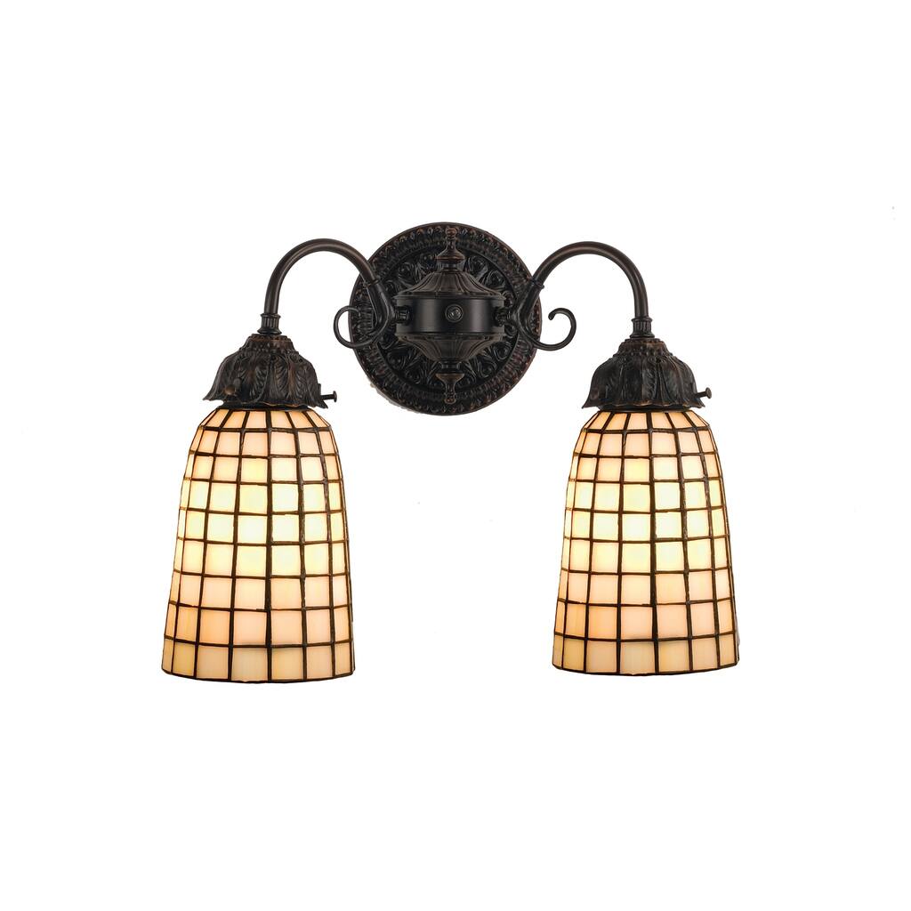 14.5"W Geometric Beige 2 LT Wall Sconce
