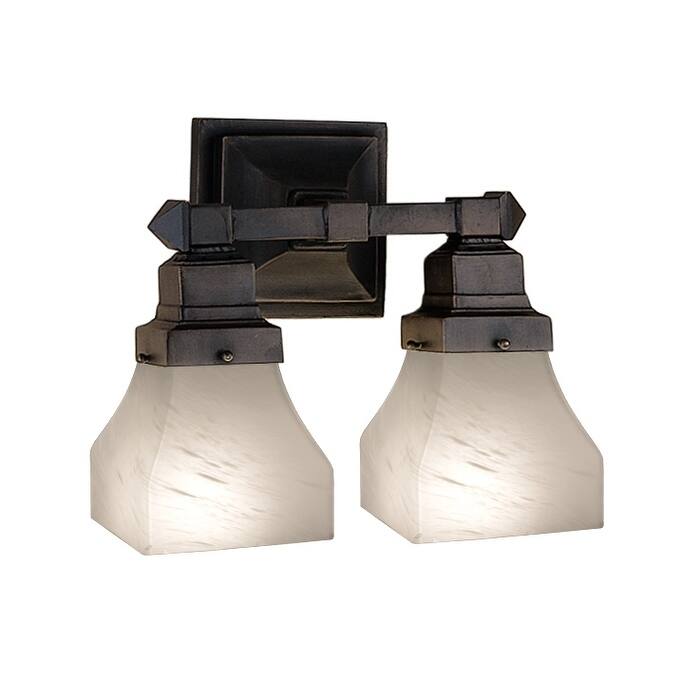 13"W Bungalow White Alabaster Swirl 2 LT Wall Sconce