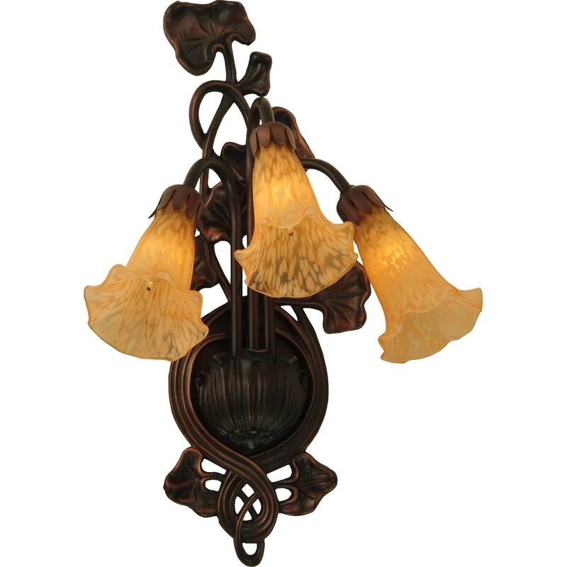 10.5"W Amber Pond Lily 3 LT Wall Sconce