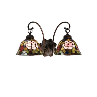 18"W Tiffany Rosebush 2 LT Wall Sconce