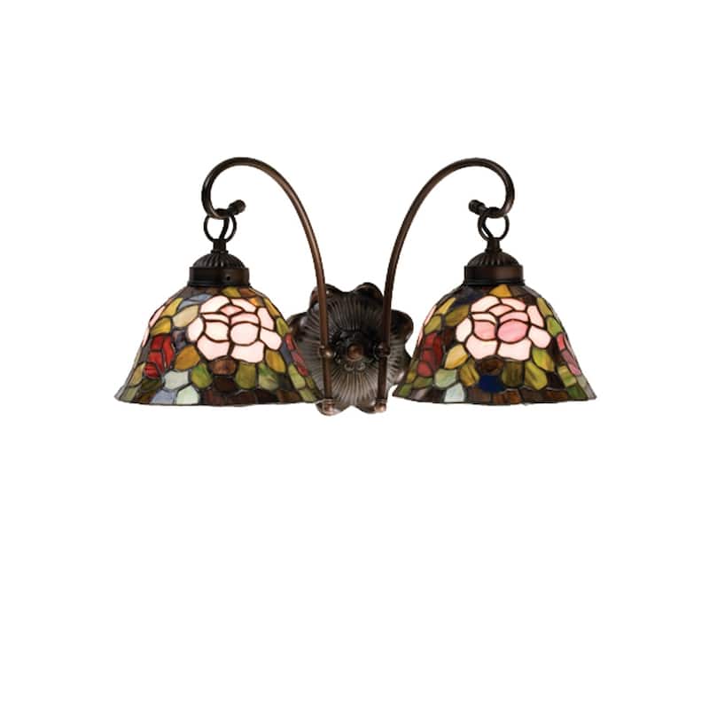 18"W Tiffany Rosebush 2 LT Wall Sconce