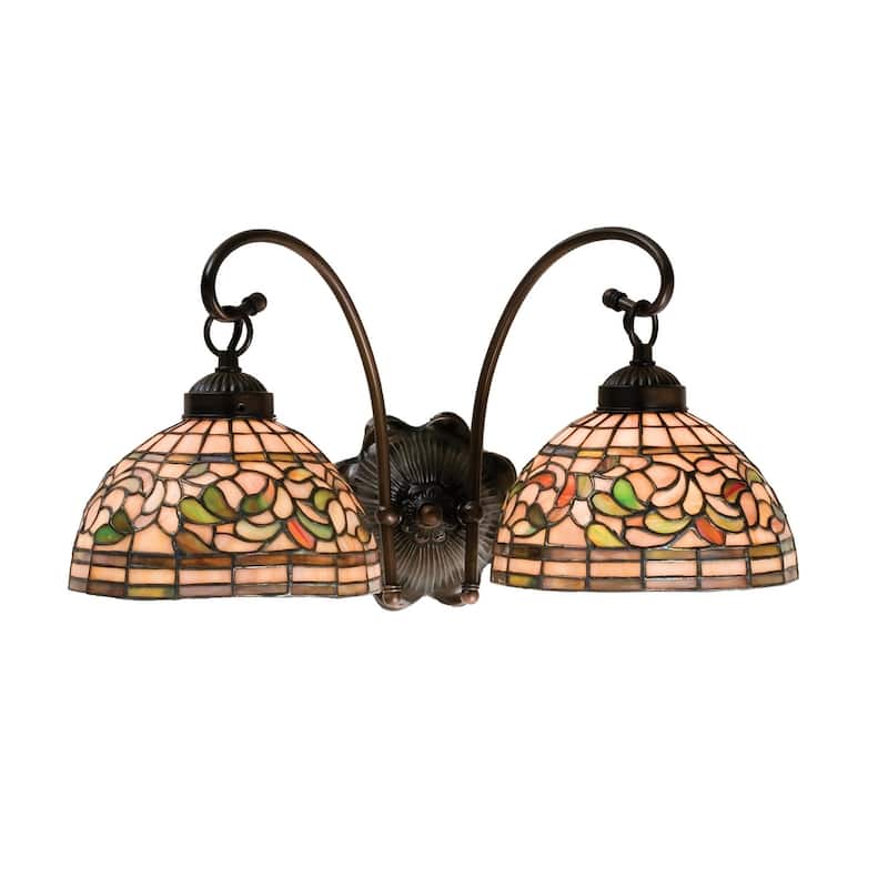 18"W Tiffany Turning Leaf 2 LT Wall Sconce