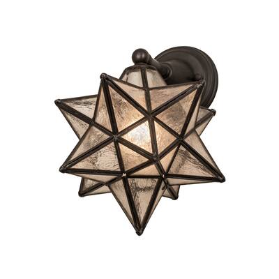 10"W Moravian Star Clear Ripple Wall Sconce