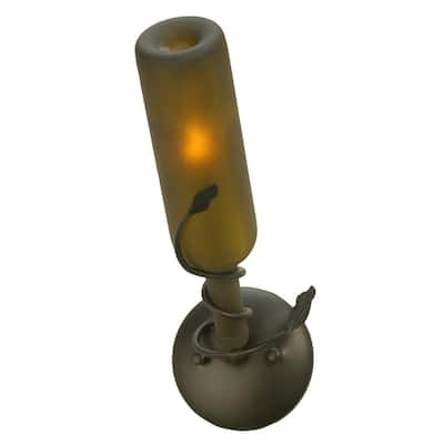 5"W Tuscan Vineyard Frosted Green Wine Bottle Wall Sconce