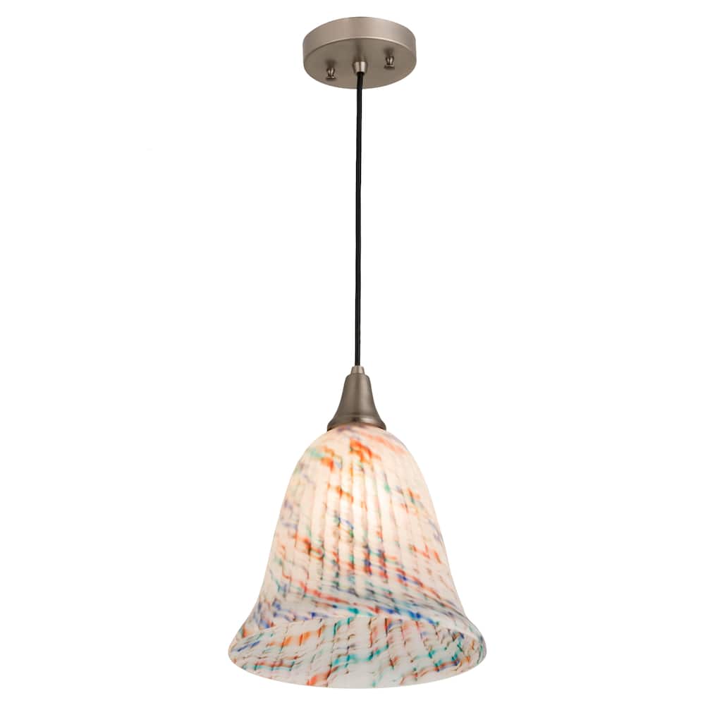 10"W Peacock Pate-De-Verre Pendant