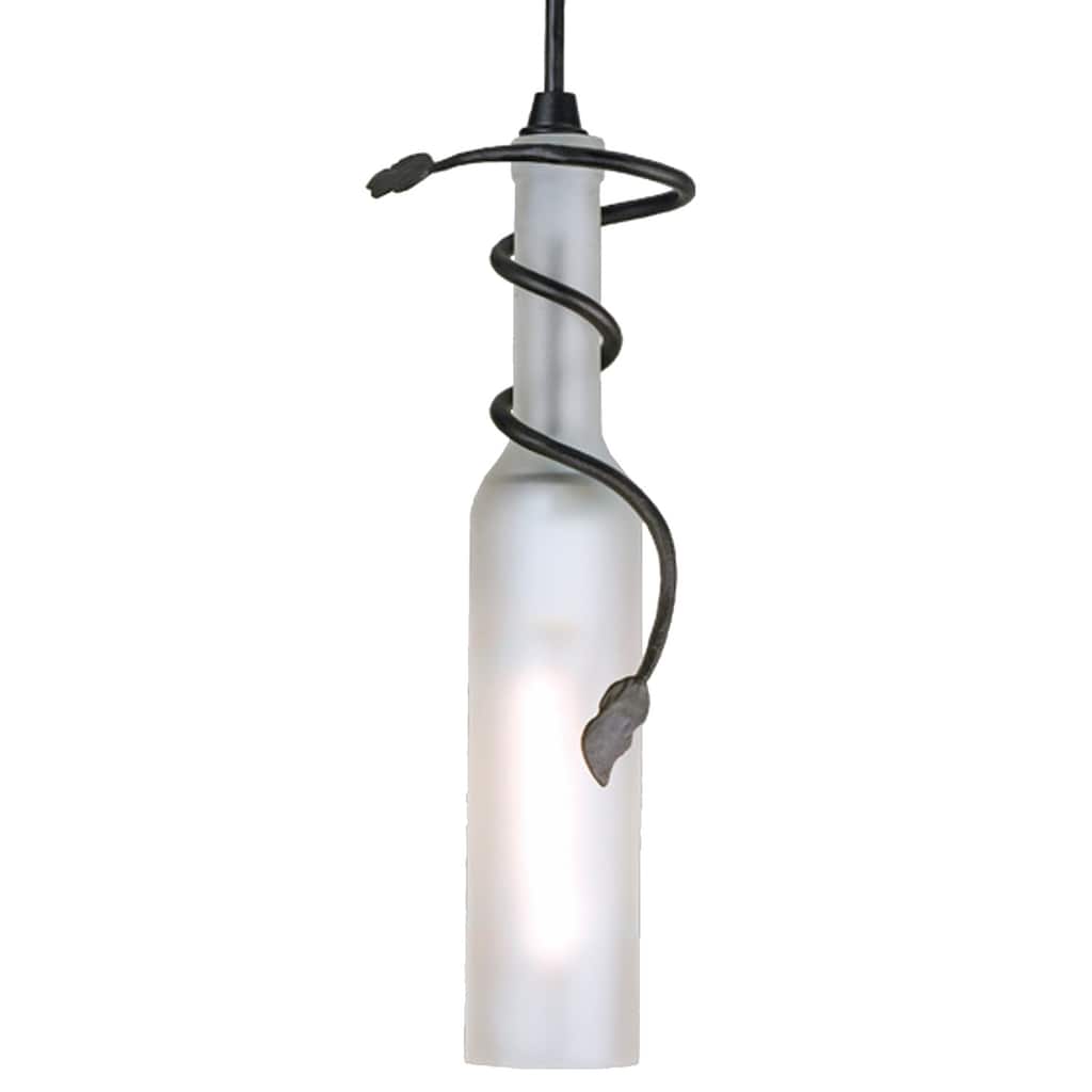 2"W Tuscan Vineyard Frosted White Wine Bottle Mini Pendant