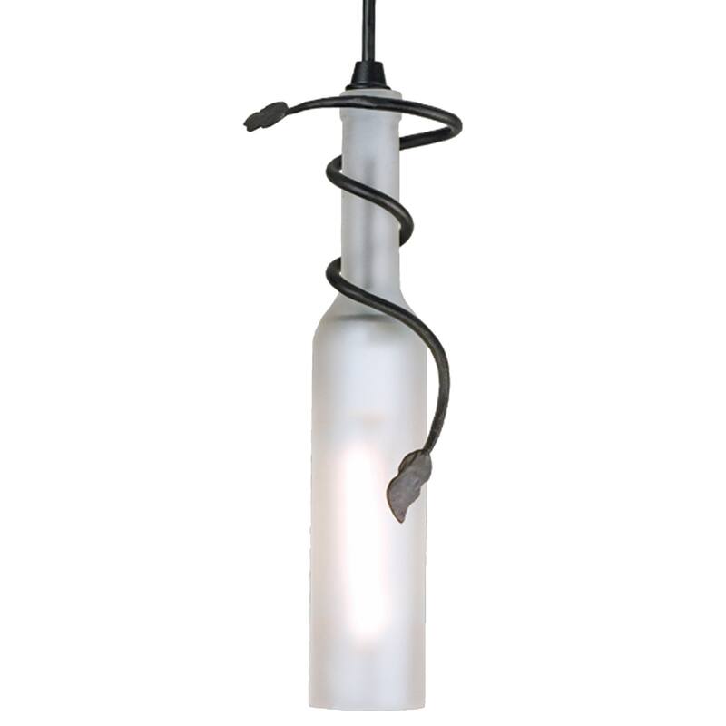 2"W Tuscan Vineyard Frosted White Wine Bottle Mini Pendant