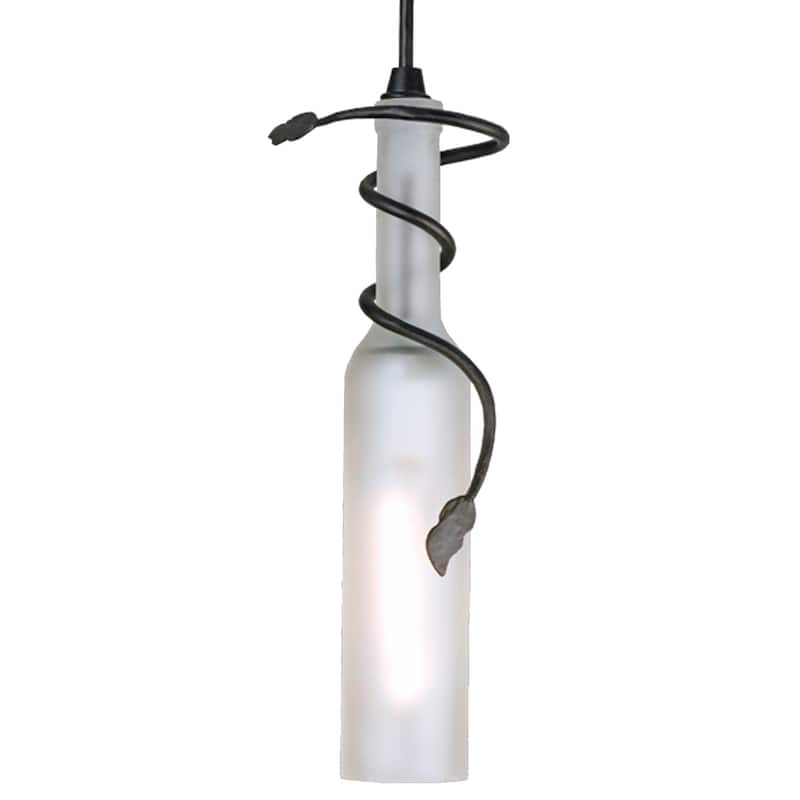 2"W Tuscan Vineyard Frosted White Wine Bottle Mini Pendant