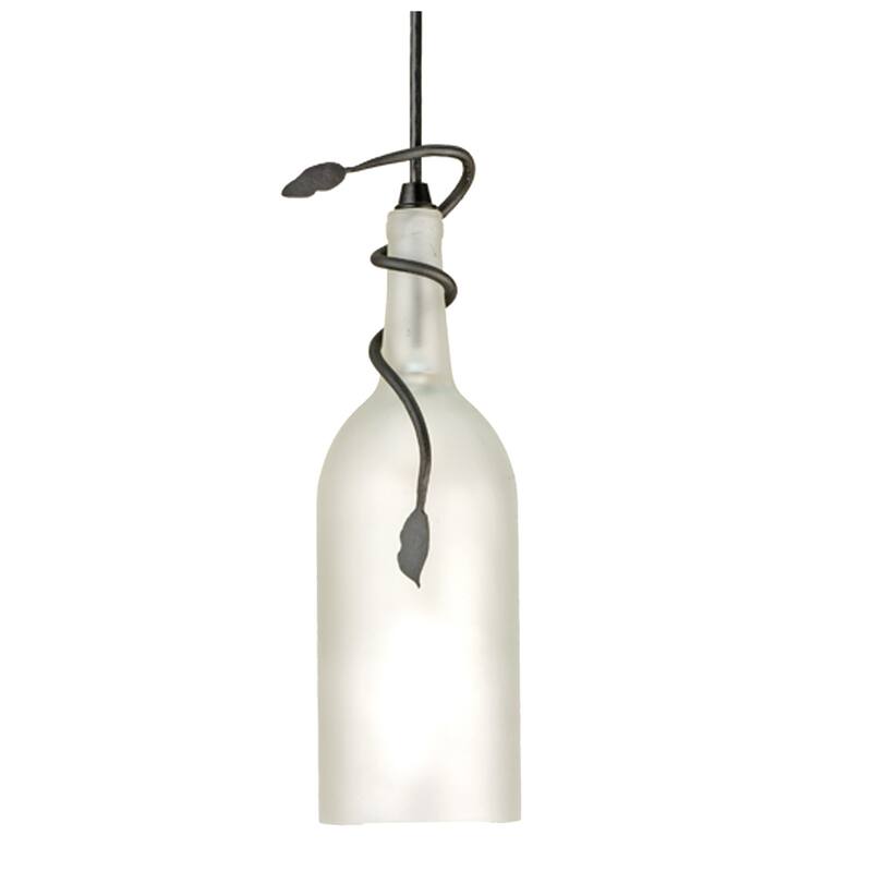 4" Wide Tuscan Vineyard Frosted White Wine Bottle Mini Pendant