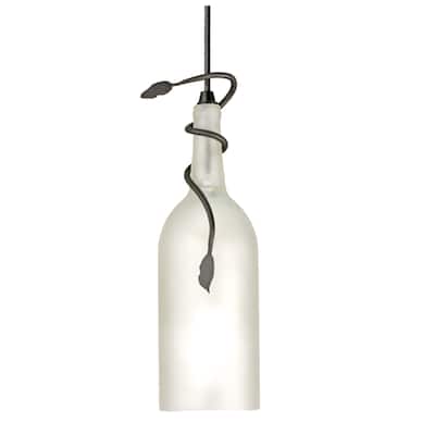 4" Wide Tuscan Vineyard Frosted White Wine Bottle Mini Pendant