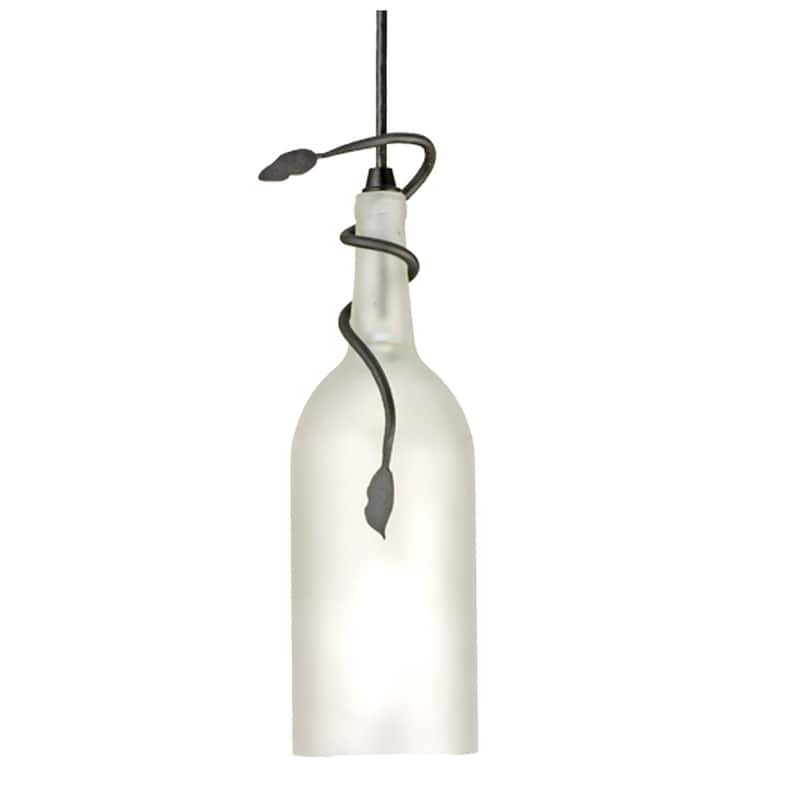 4" Wide Tuscan Vineyard Frosted White Wine Bottle Mini Pendant