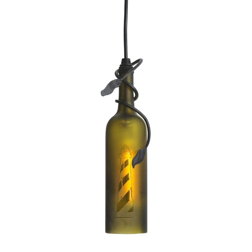 3"W Tuscan Vineyard Lighthouse Wine Bottle Mini Pendant