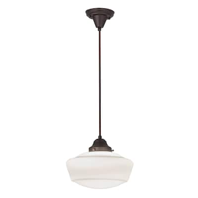 12"W Revival Schoolhouse W/Traditional Globe Pendant