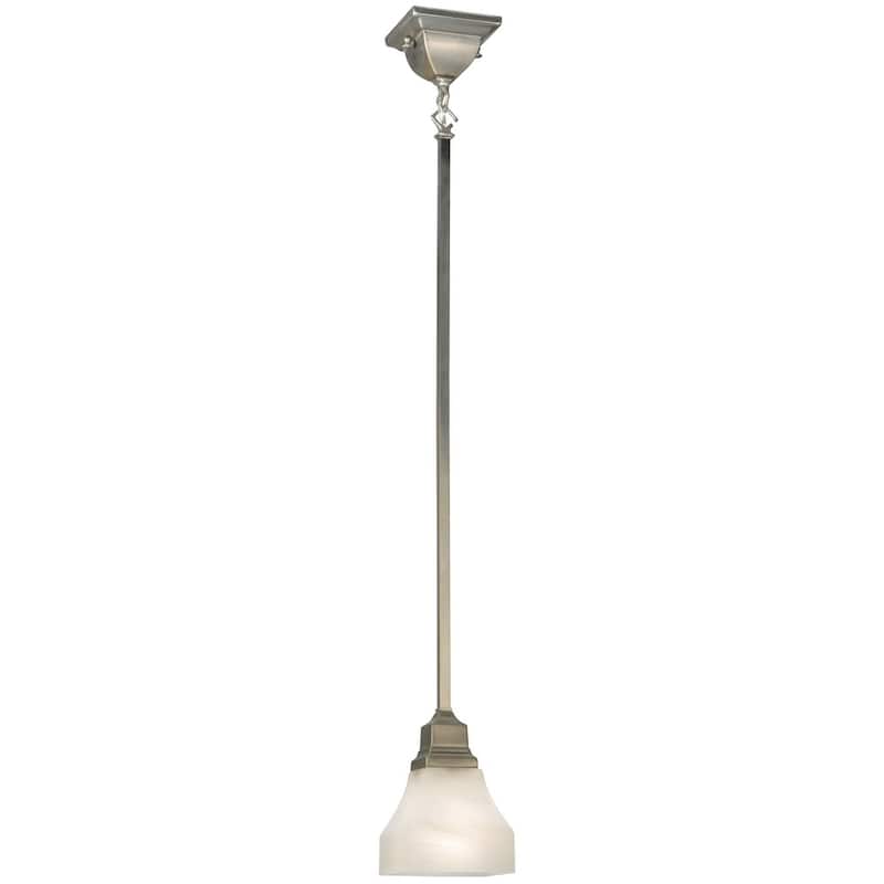 5"Sq Bungalow White Alabaster Swirl 1 LT Mini Pendant